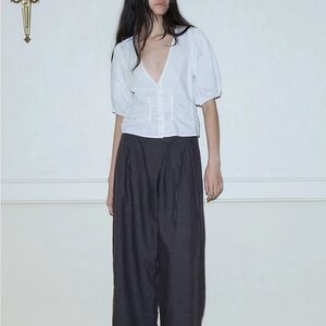 Deiji Fold Tie pants Assymentrical, Slate Check size XL NWT